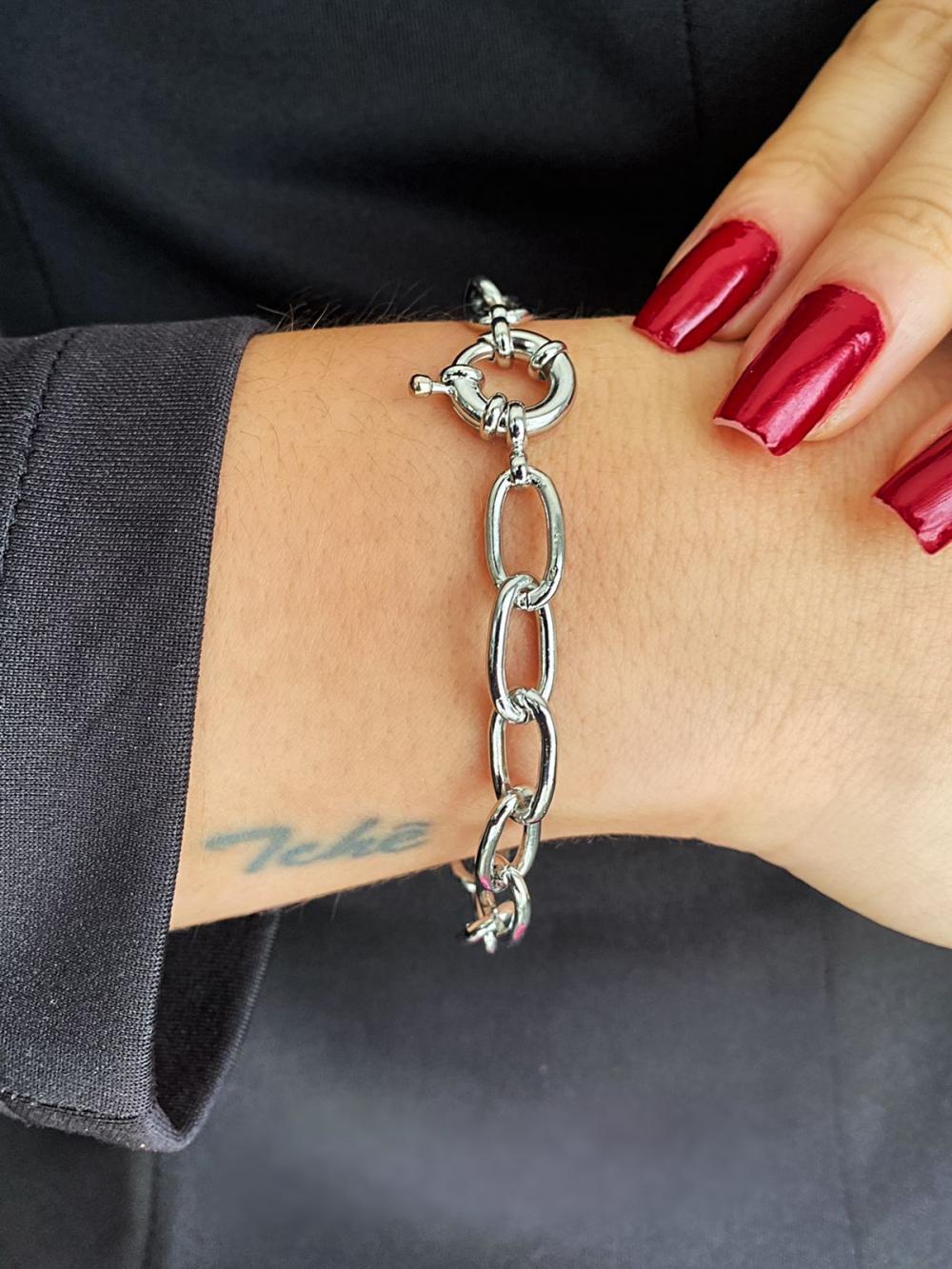 Pulseira Corrente oval pequena prata