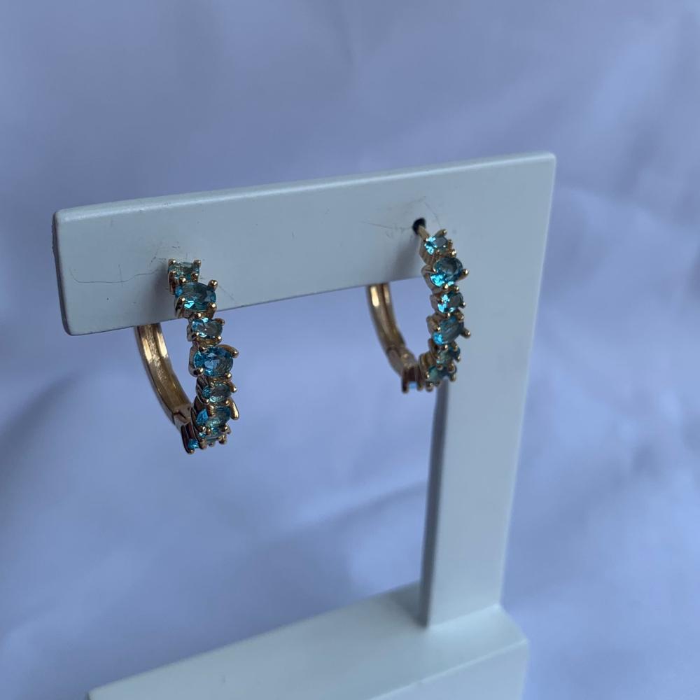 Brinco Argola com Pedra Azul