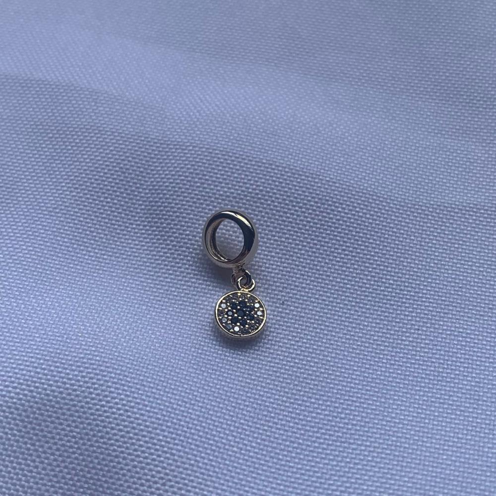 Pingente Circulo Cravejado Azul para Pulseira Réplica Pandora
