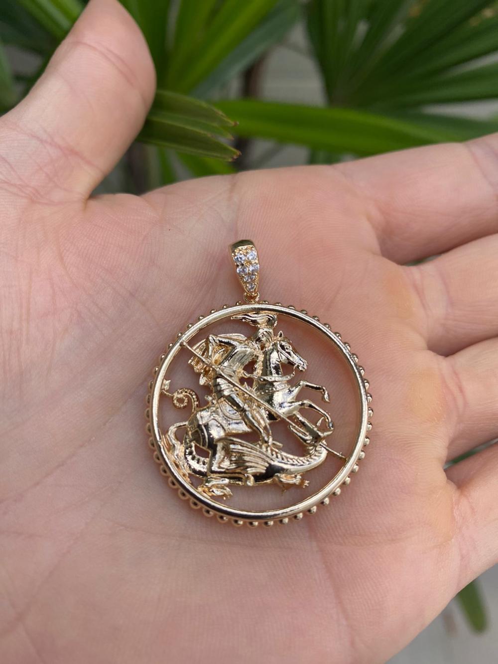 Pingente Medalha São Jorge Cravejado