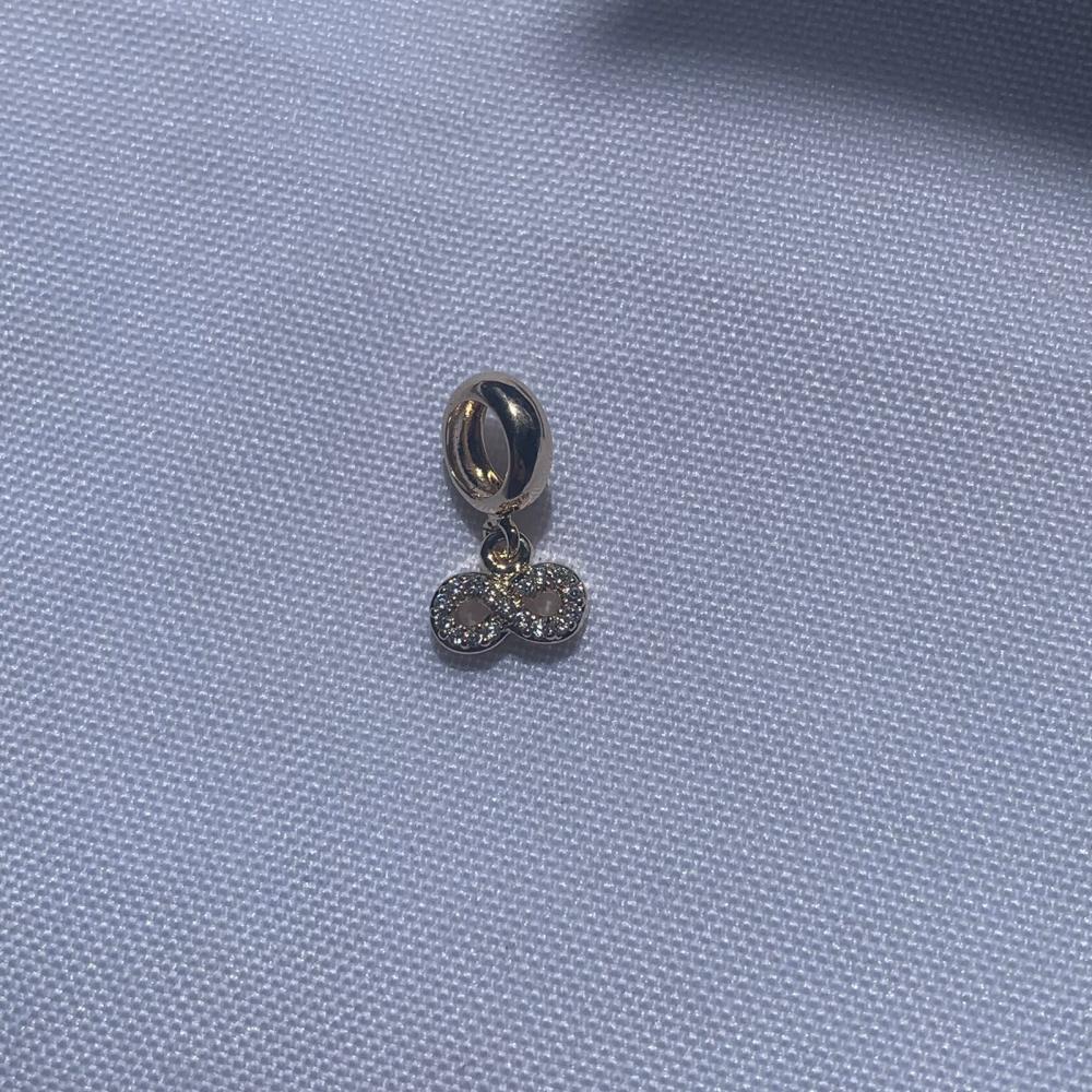 Pingente Símbolo Infinito Cravejado  para Pulseira Réplica Pandora