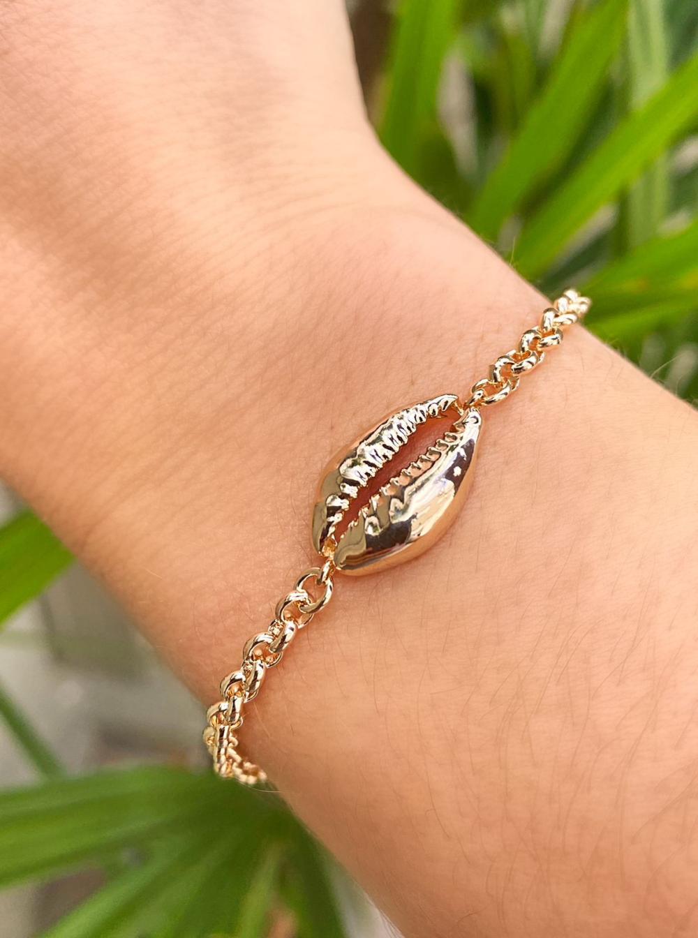 Pulseira Elos Finos com Pingente Búzio