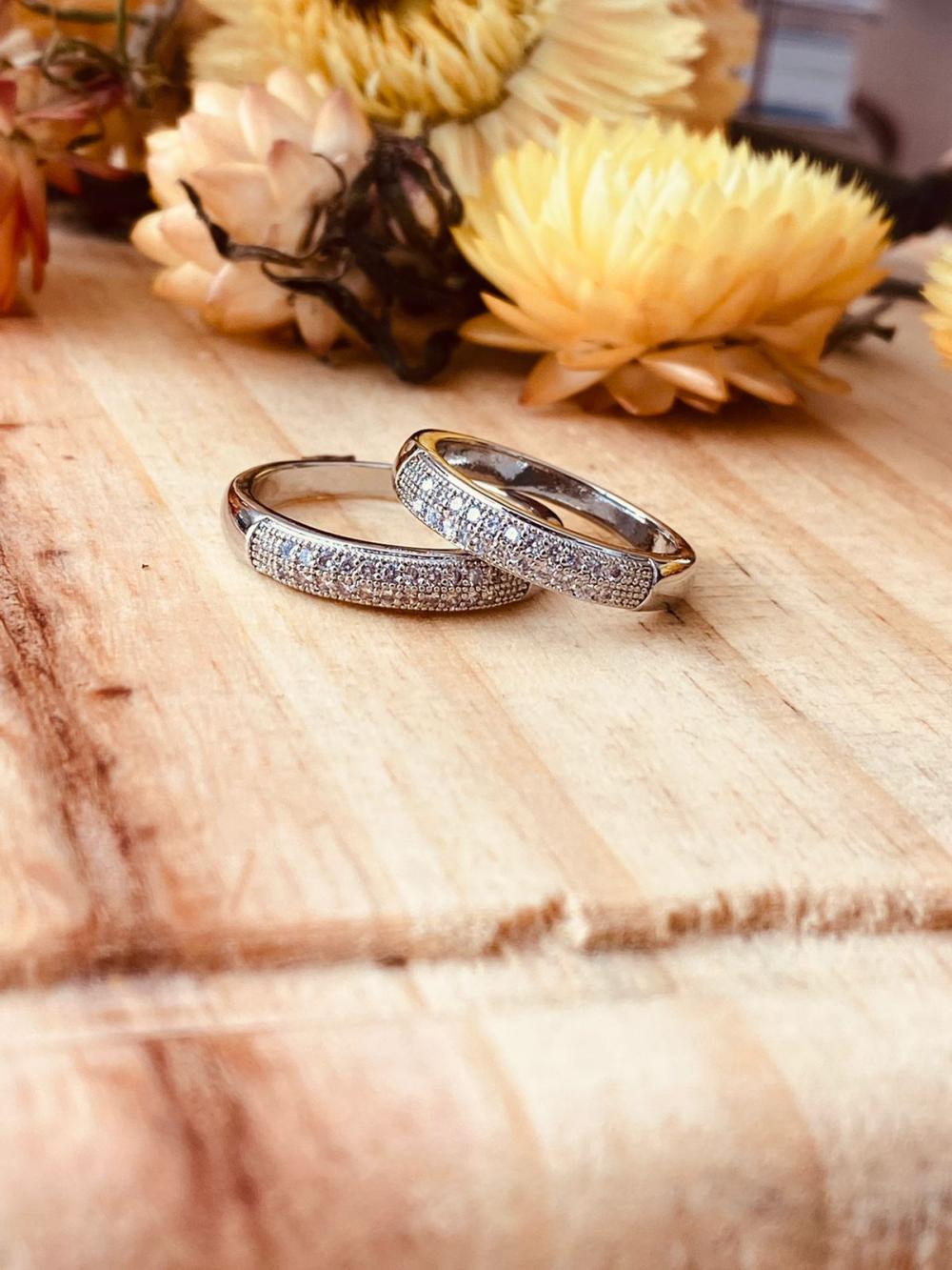 Anel 2 Linhas Cravejadas Banho Prata