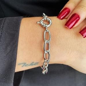 Pulseira Corrente oval pequena prata