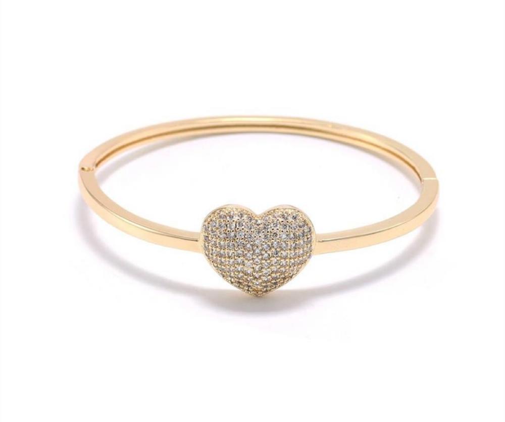 Bracelete Algema com coração cravejado