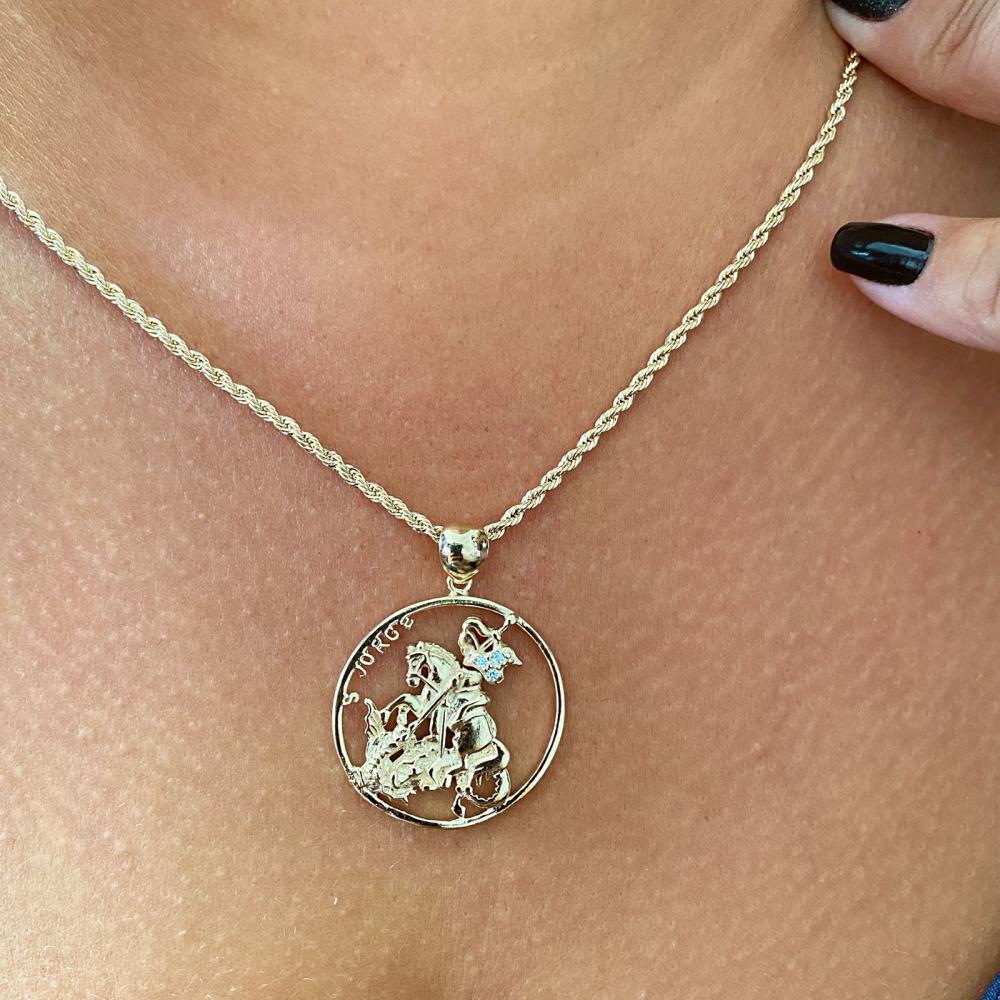 Colar corção baiano 50cm com medalhão de São Jorge