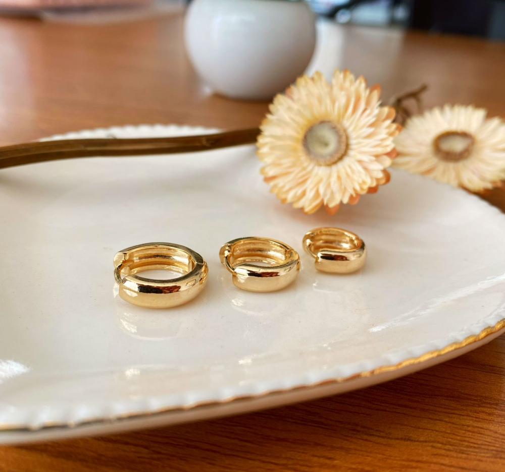 Trio de argolas metal liso