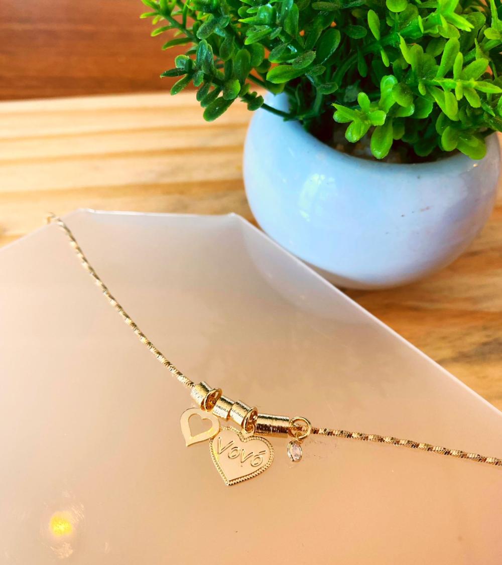 Pulseira coração vovó fio diamantado