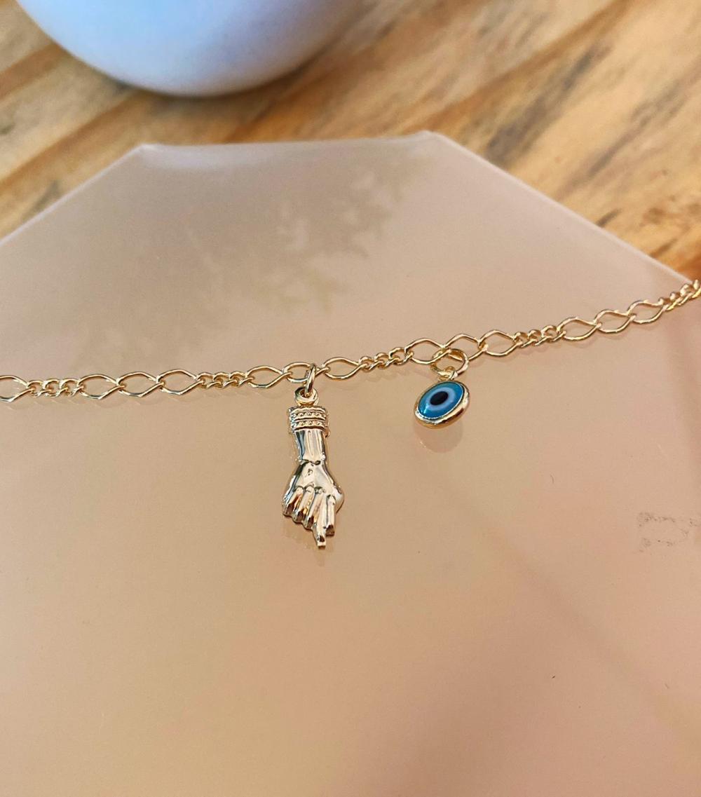 Pulseira figa e olho grego