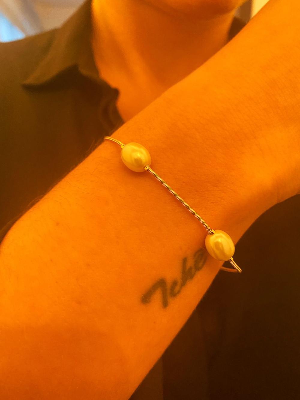 Pulseira Rabo de rato com perolas espaçadas oval grande