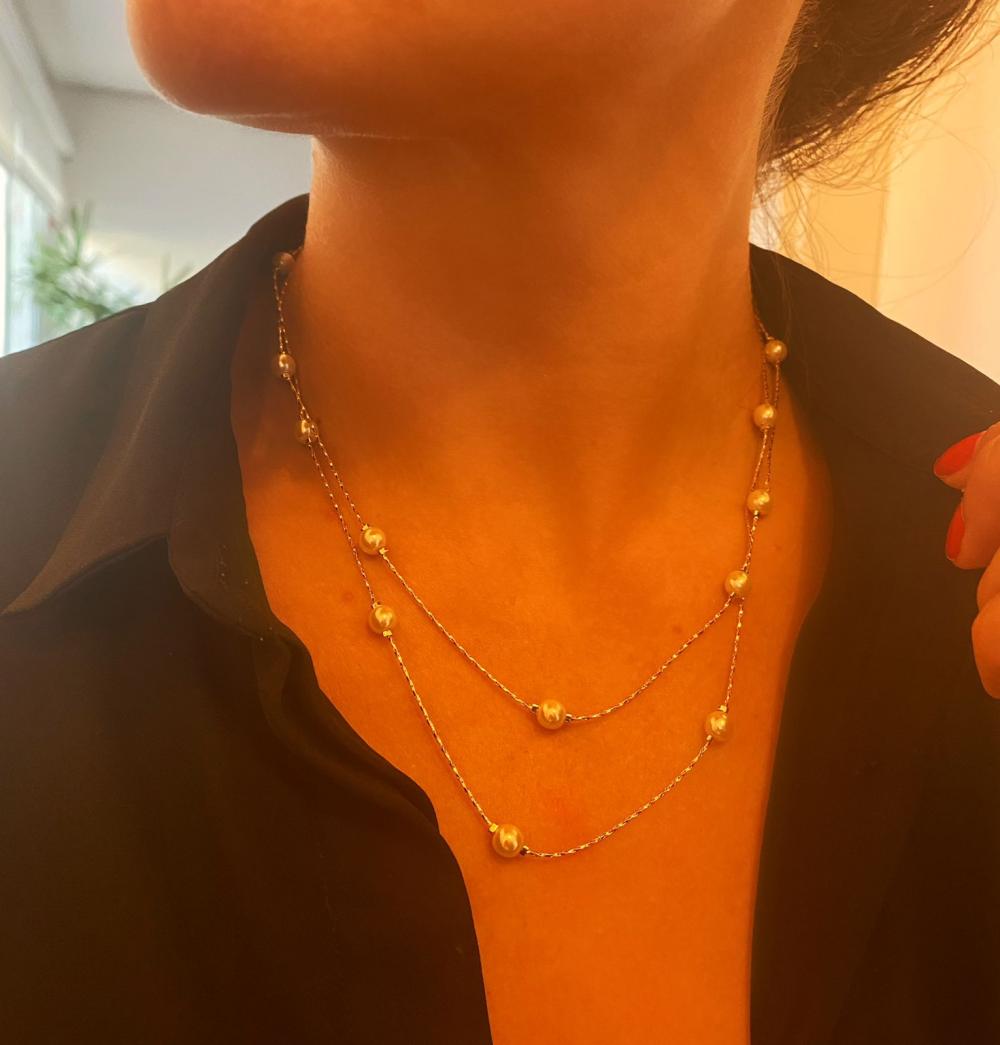 Colar duplo pérolas tradicional