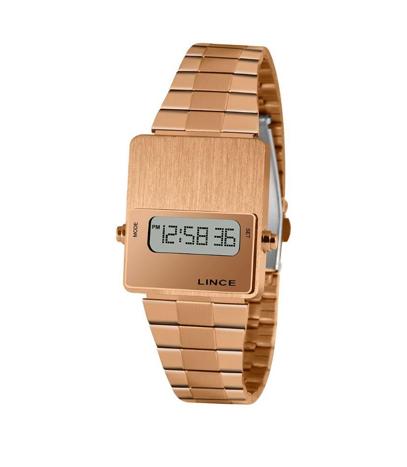 Relogio lince digital quadrado rosegold