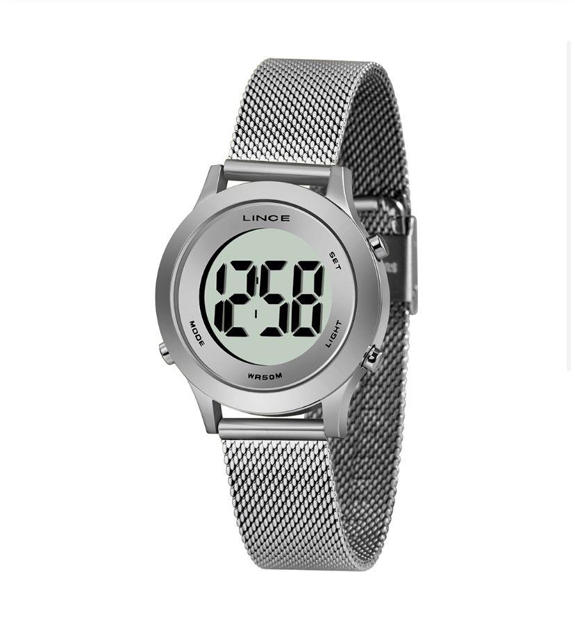 Relogio redondo prata digital