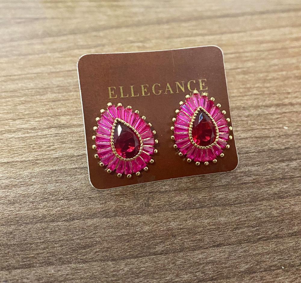 Brinco gota rosa