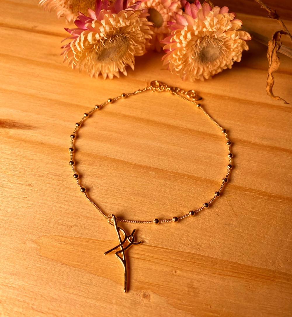Pulseira bolinhas com pingente Fé