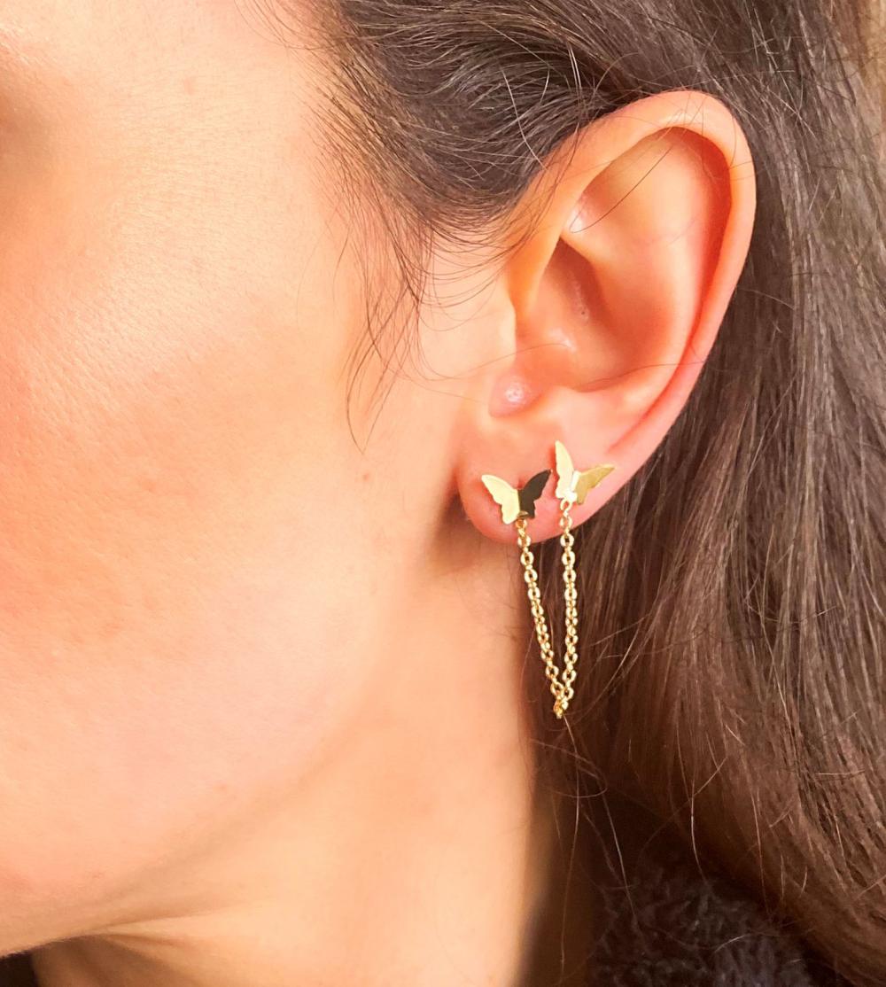 Brinco 2 furos borboleta
