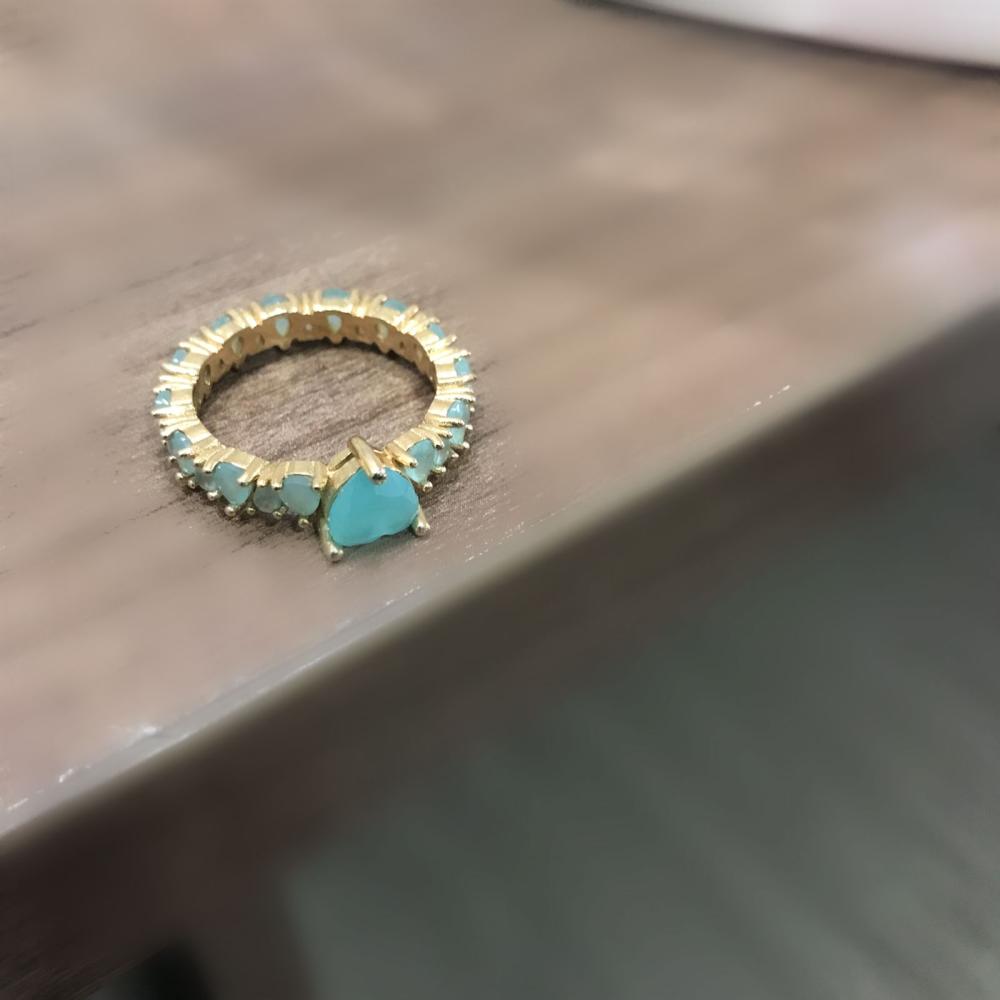 Aliança Cristal coraçao azul bebe