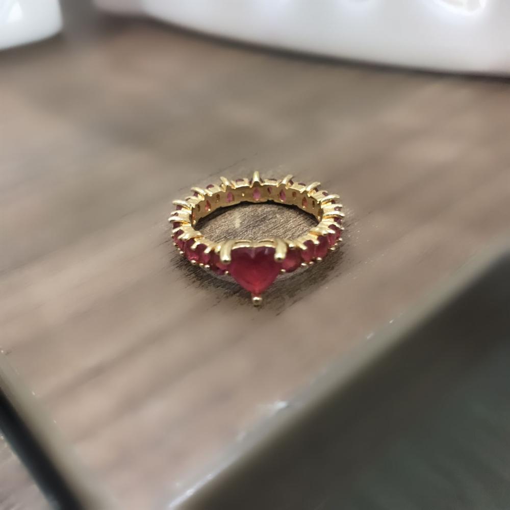 Aliança Cristal coraçao rosa