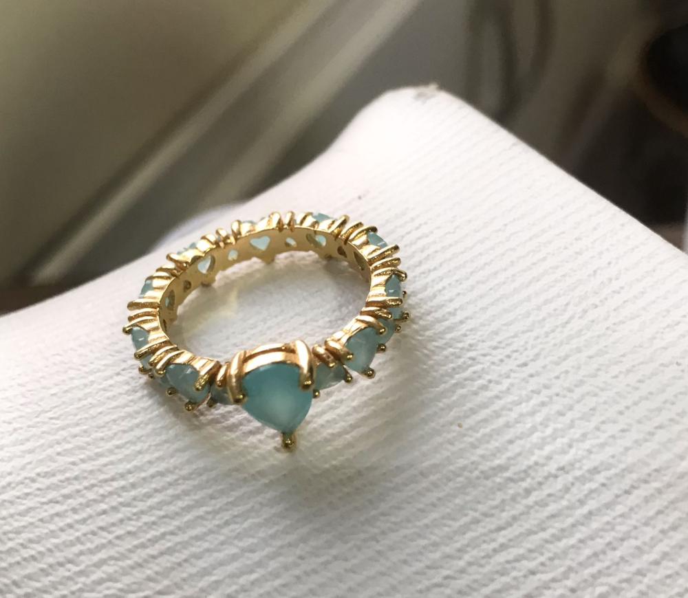 Aliança Cristal Detalhes coraçao azul fraco