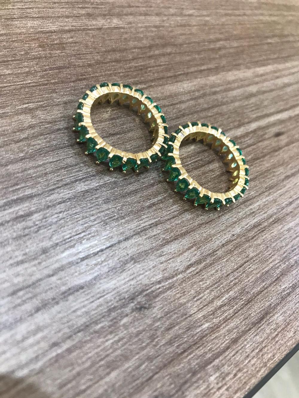 Aliança Cristal oval verde