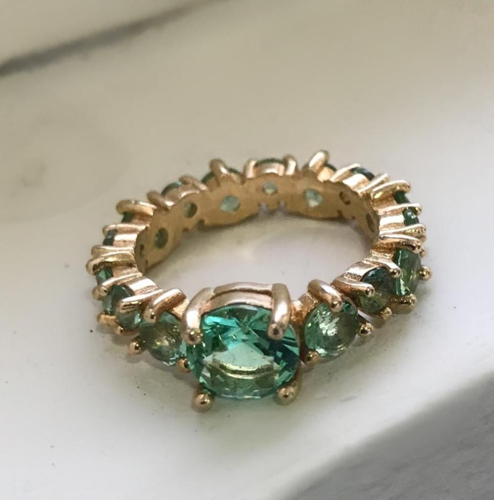 Aliança Cristal Redonda verde