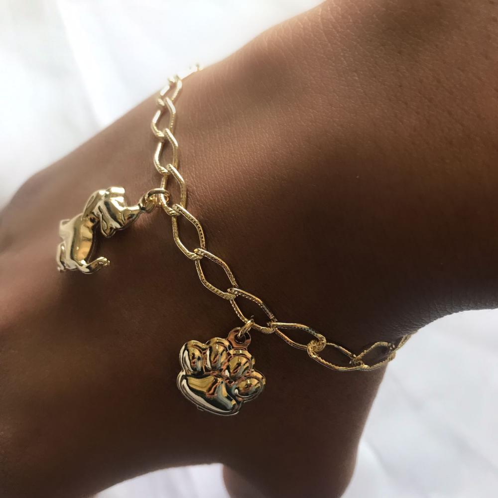 Pulseira pingente cachorrinho e pata