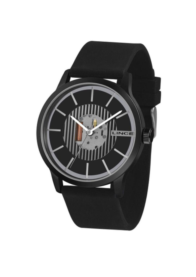Relogio Lince Redondo Pulseira Emborrachada Preto