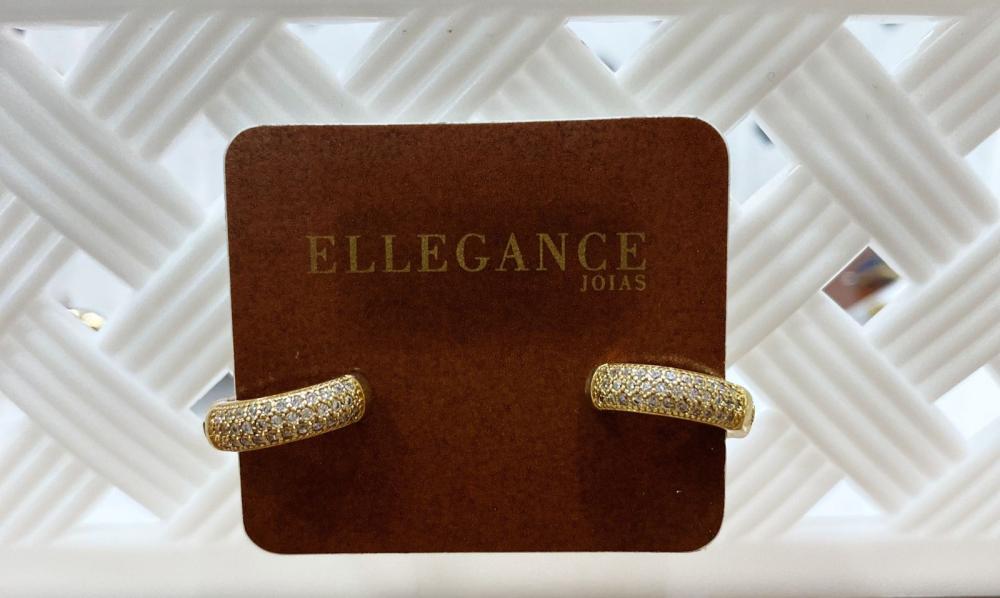 Argola click cravejada 3 linhas branca