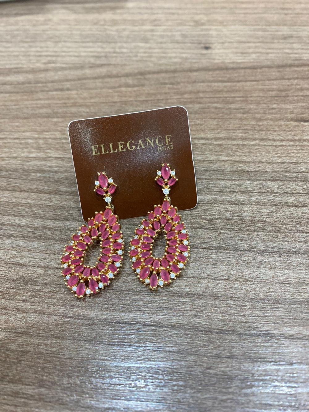 Brinco Cristal oval rosa
