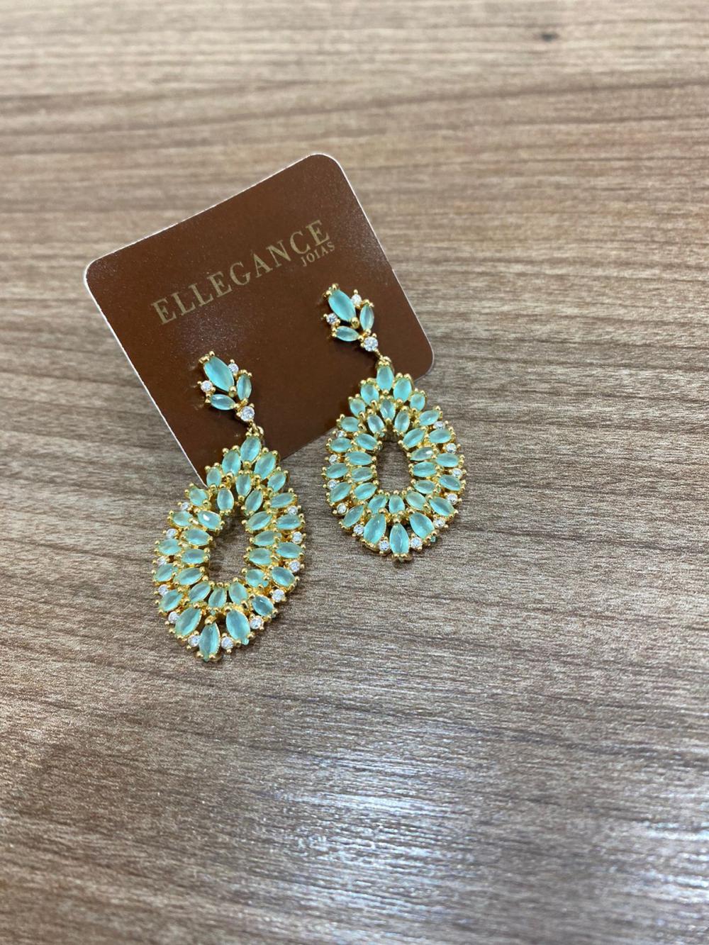 Brinco Cristal oval verde fraco