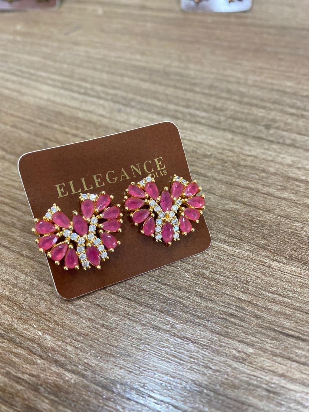 Brinco Cristalino coraçao rosa