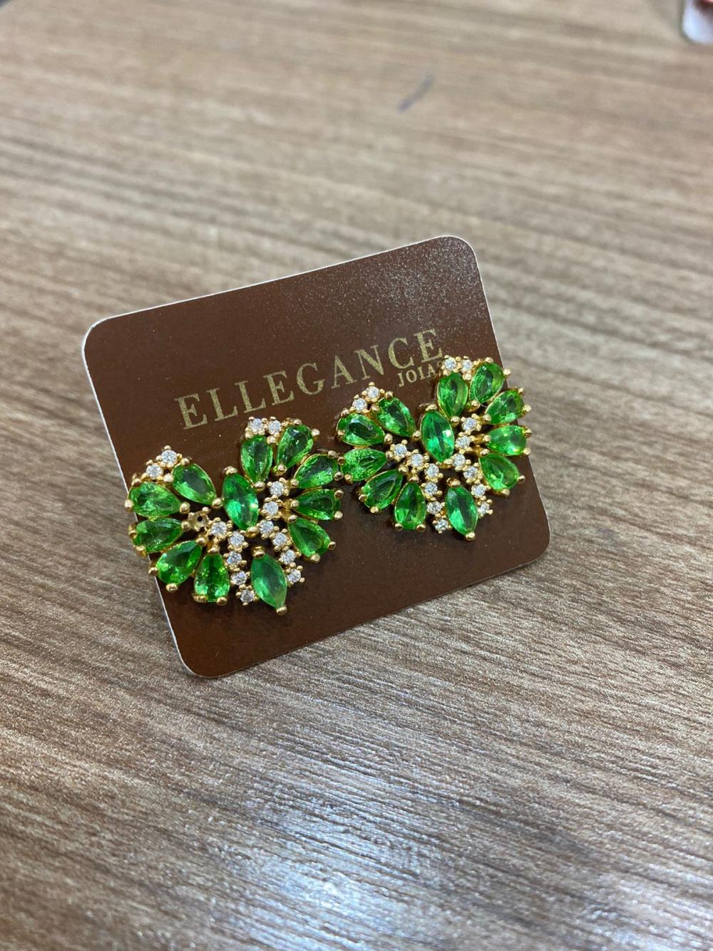 Brinco Cristalino coraçao verde claro