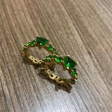 Aliança Cristal Coraçao Verde