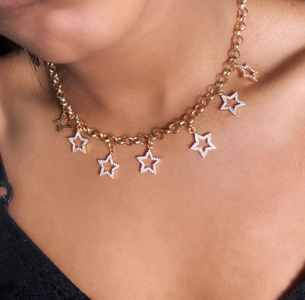 Choker estrelas cravejada