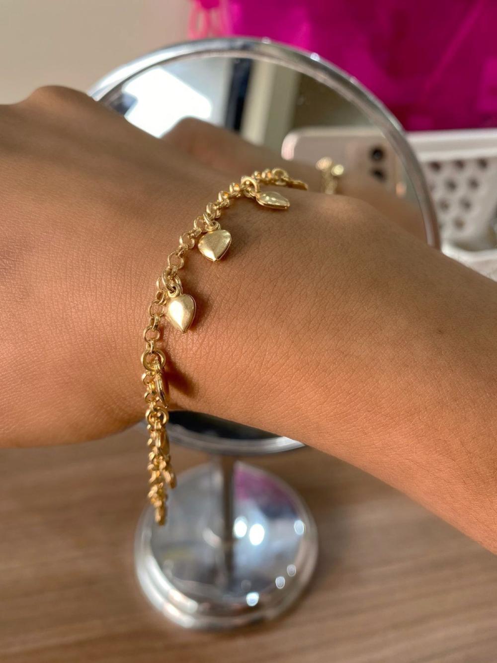 Pulseira pingentes coraçao