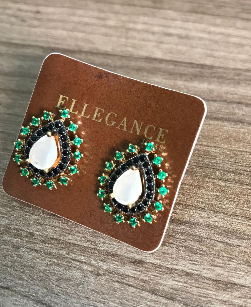 brinco cristal gota três garra