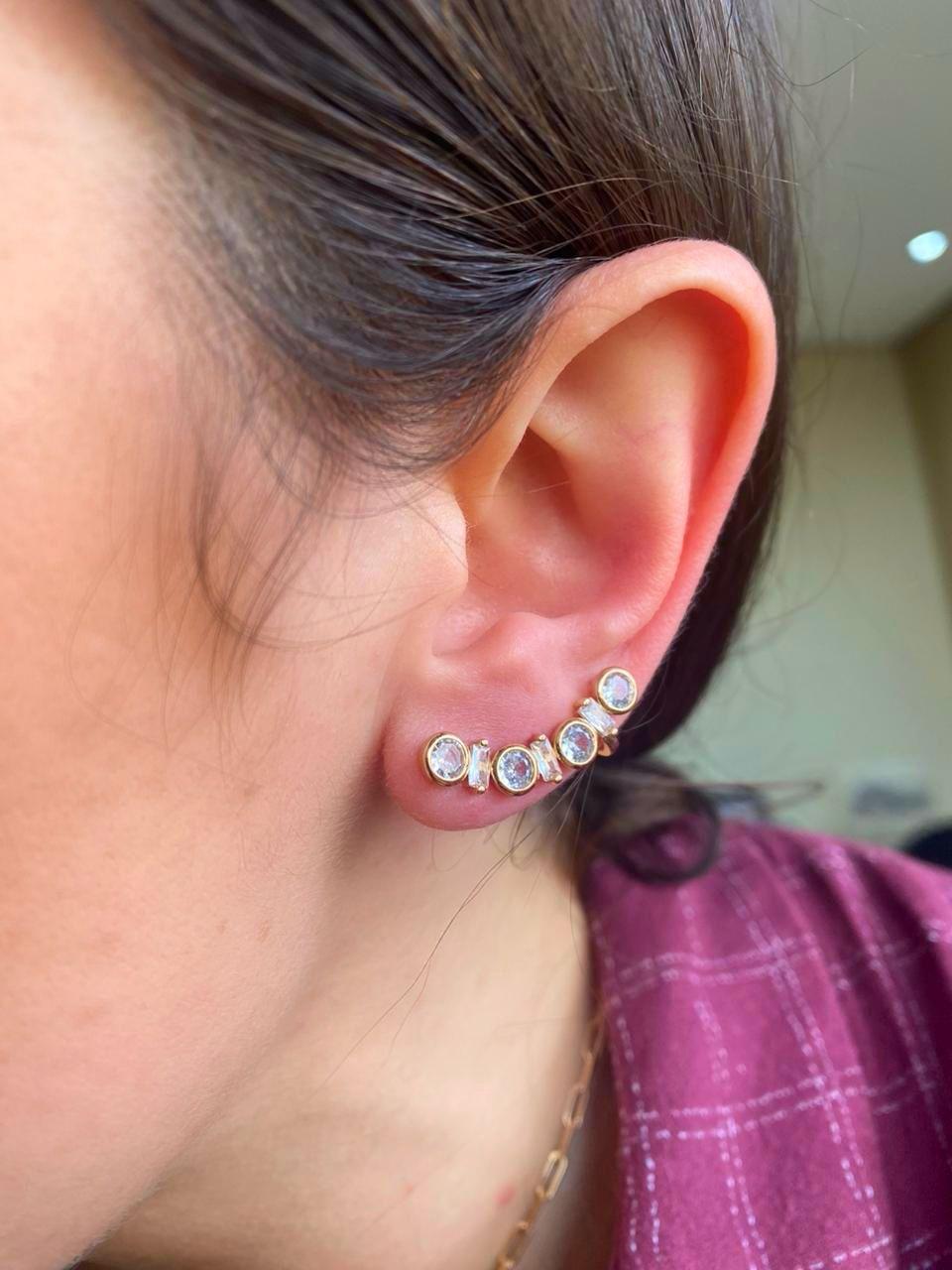 Brinco Ear cuff pedras cristais