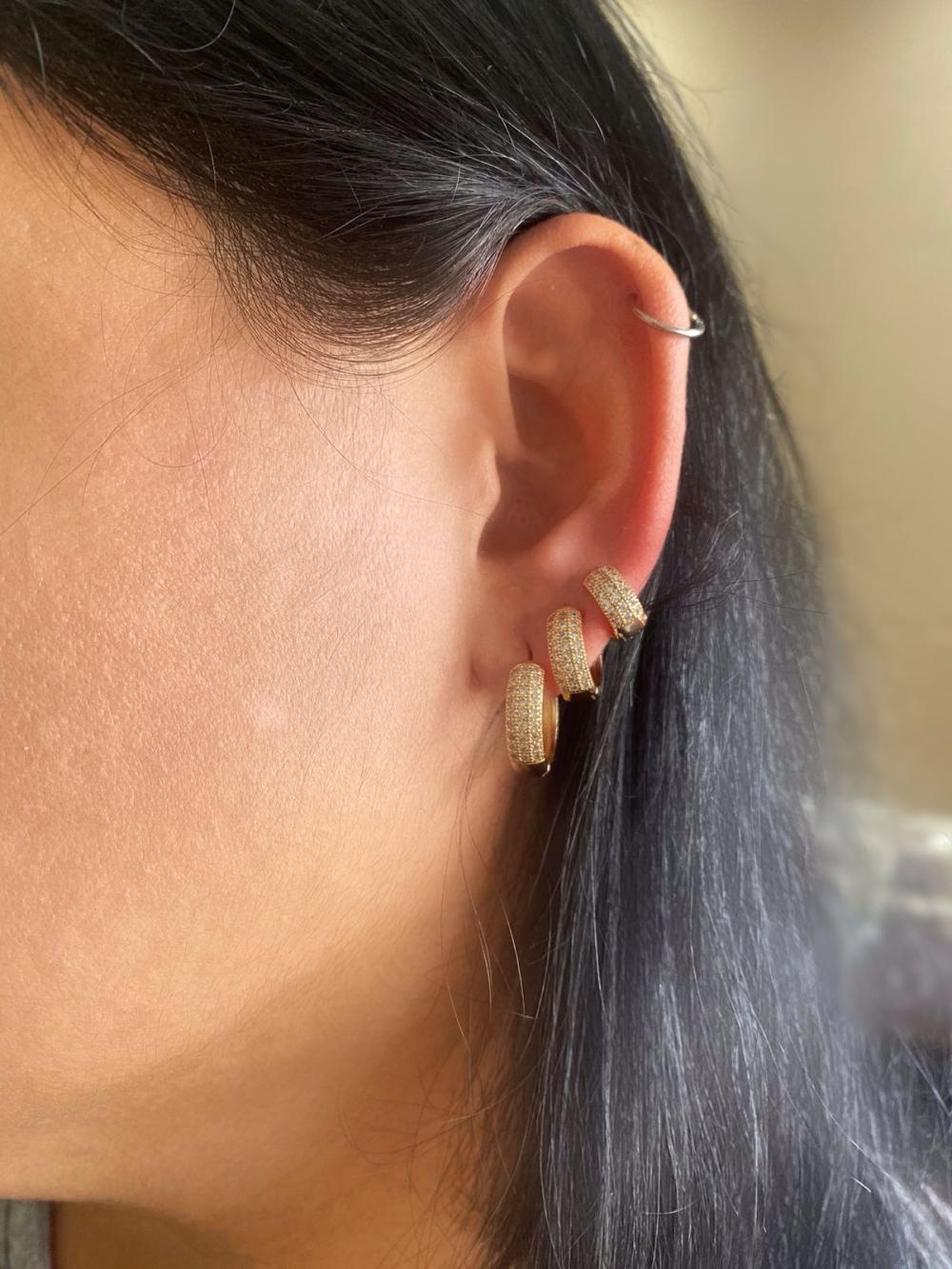 Brinco trio de argolas cravejado