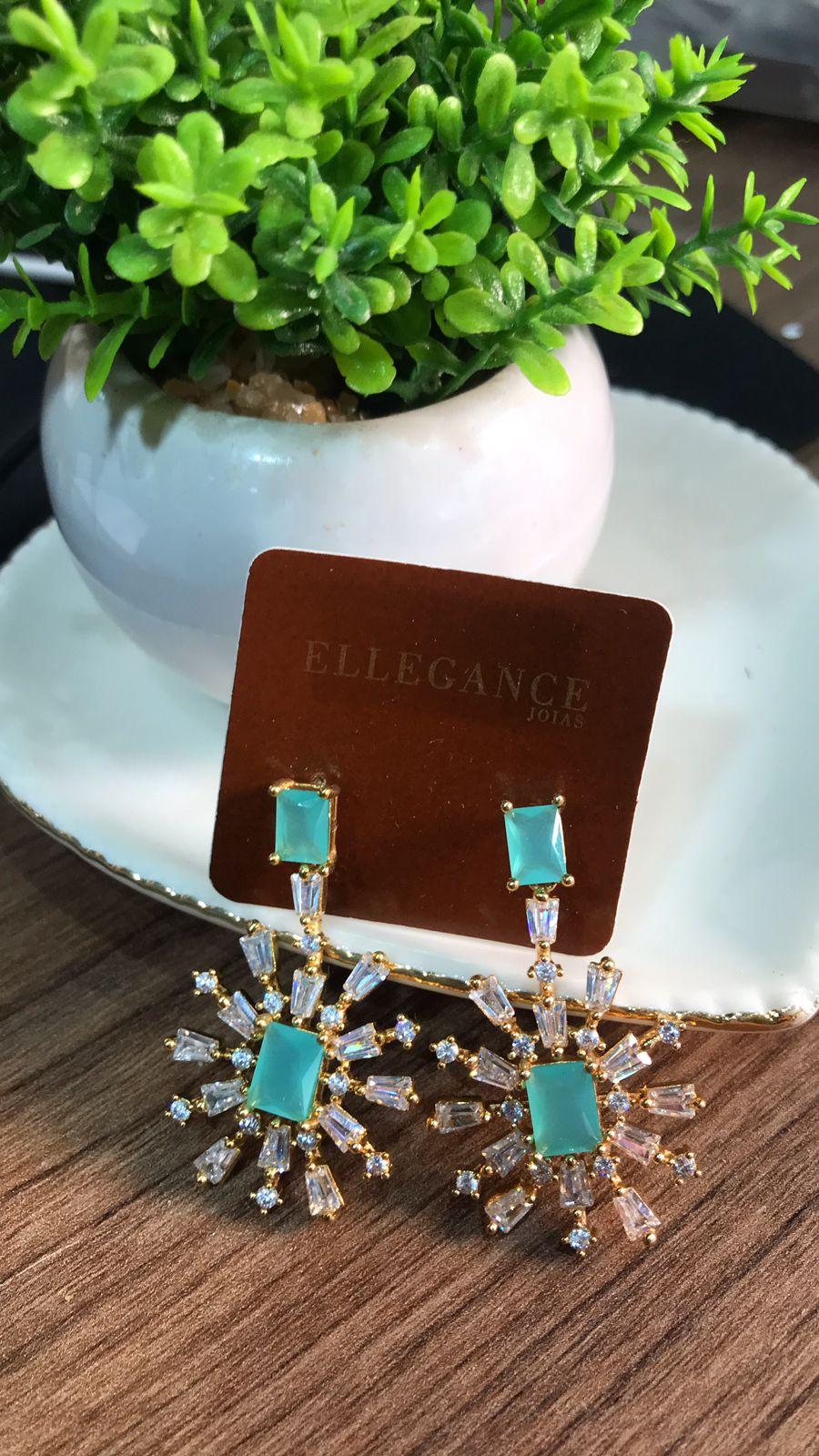 brinco longo retângulo cristal