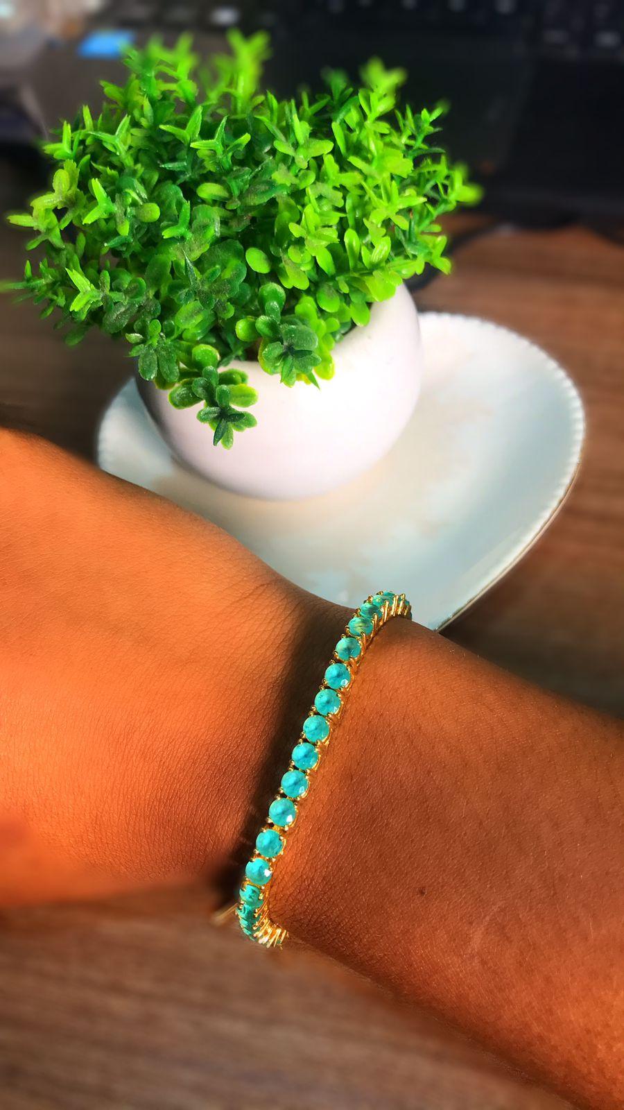 pulseira  cristal com detalhe redondo