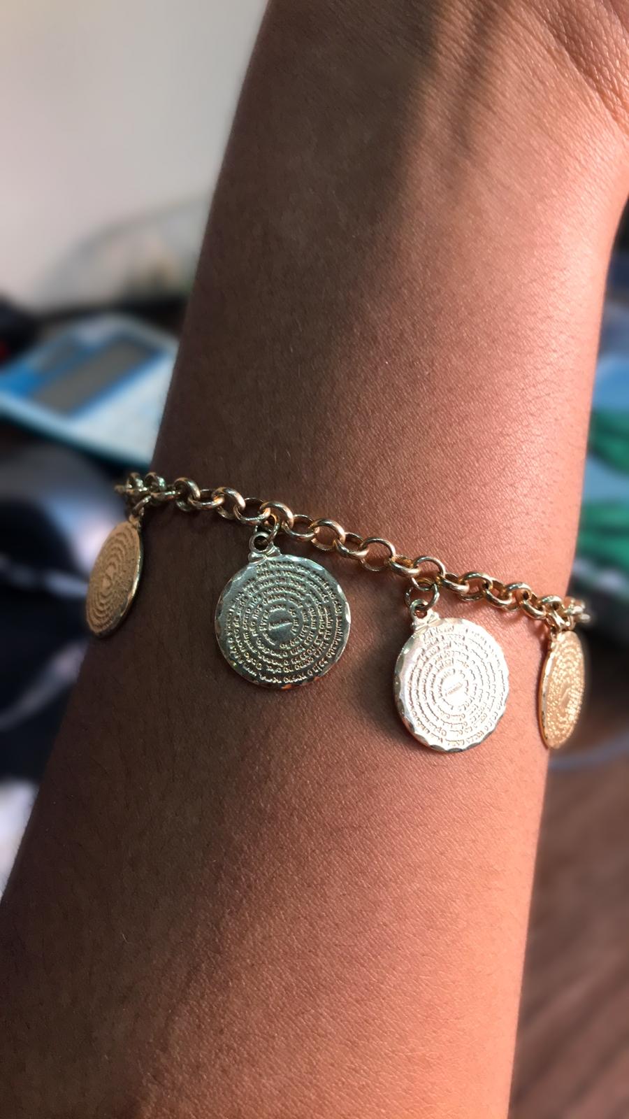 Pulseira elo português pingentes moedas