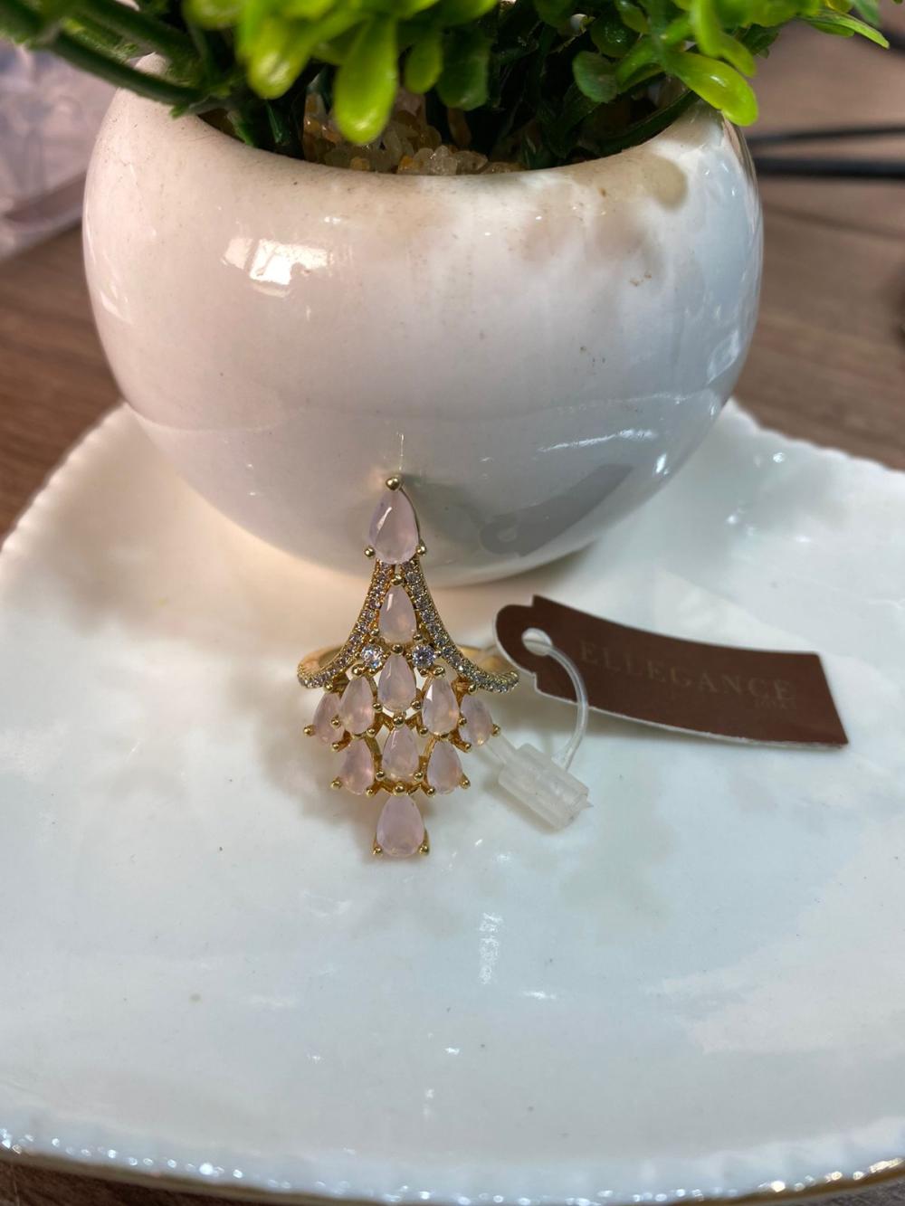 Anel cristal detalhes cravejado