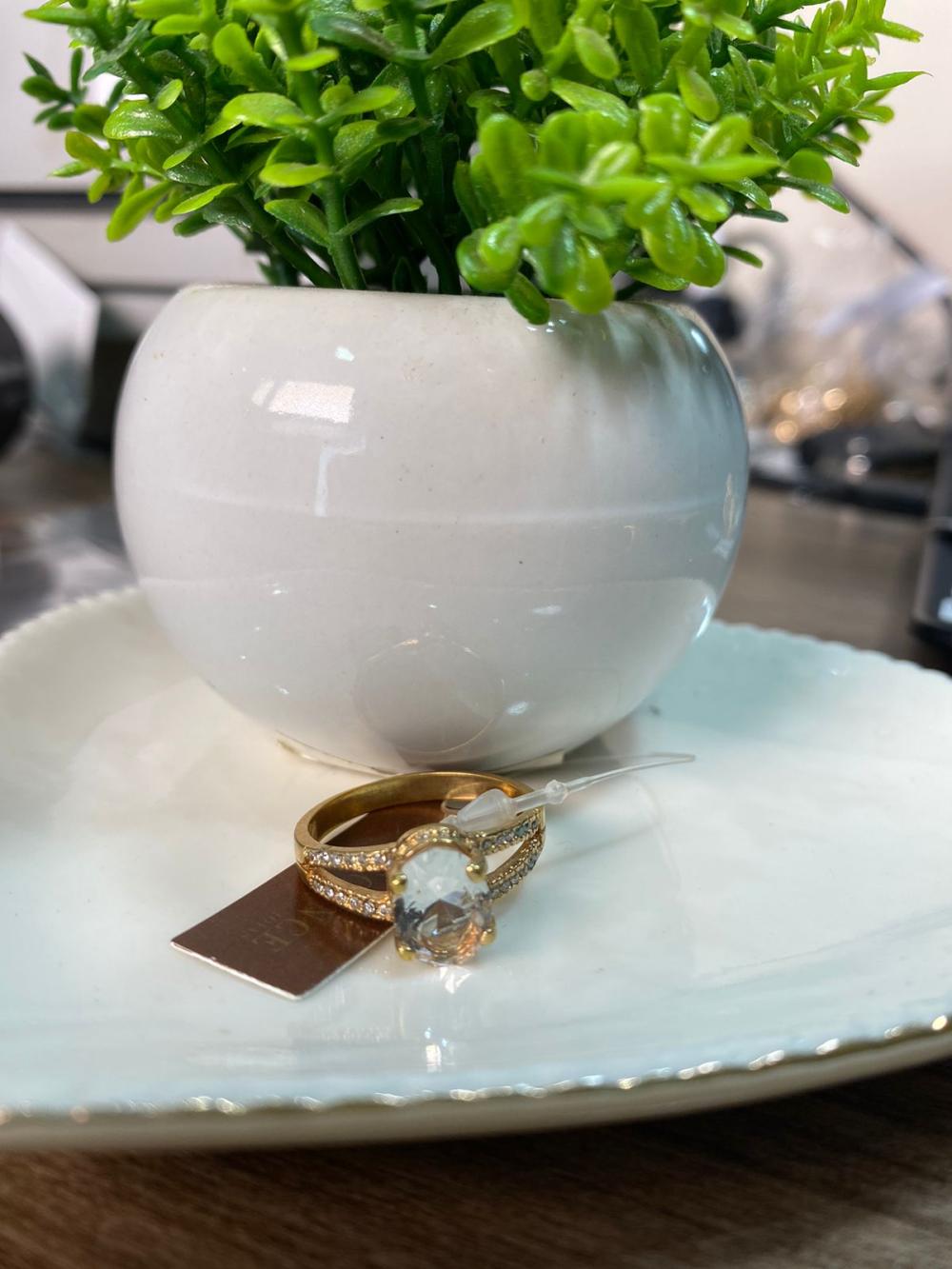 Anel pedra zirconia 4 garras