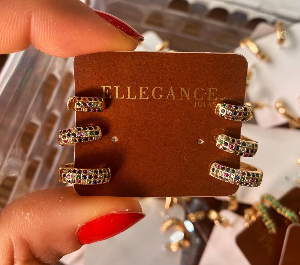 Brinco trio click cravejado