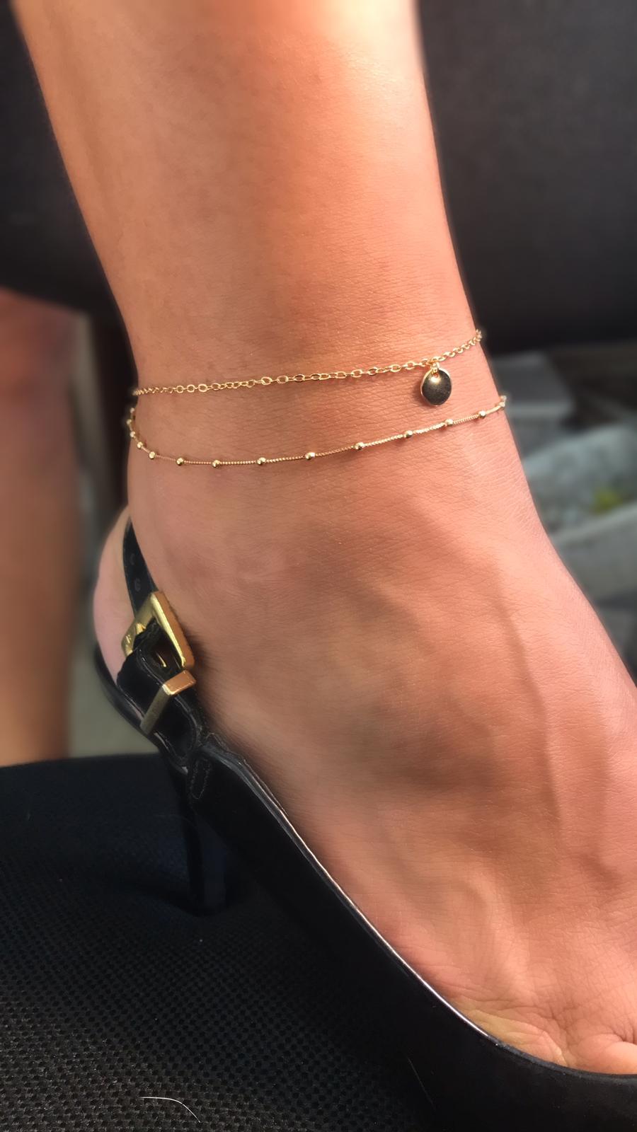 tornozeleira dupla com medalha sem zirconia