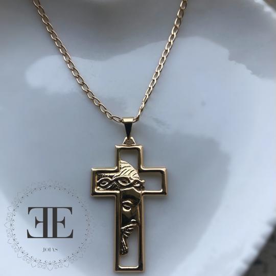 corrente colar masculino pingente jesus cristo