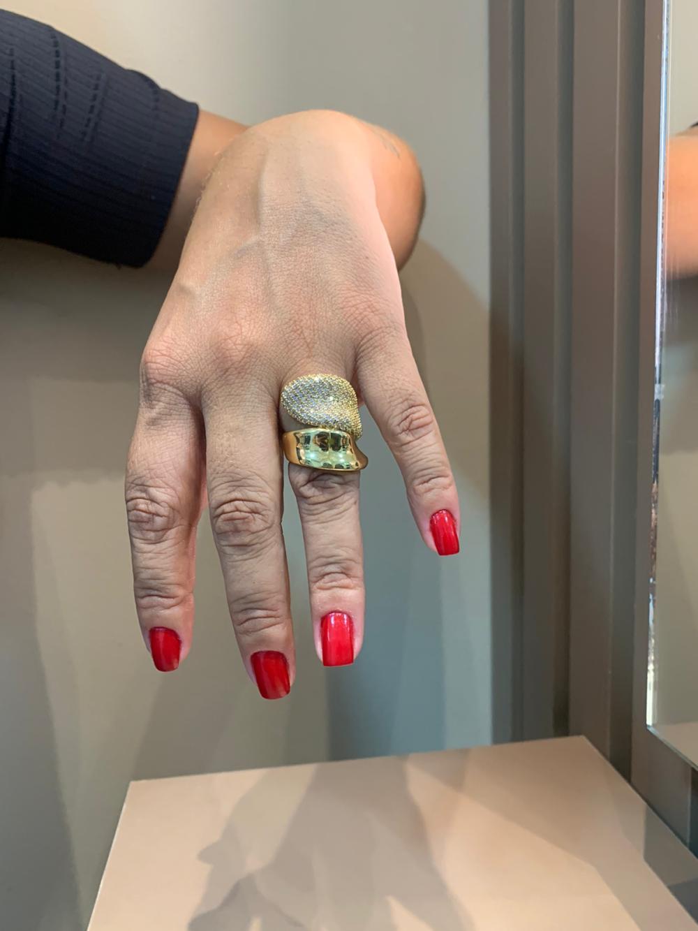 Anel duas voltas liso e cravejado