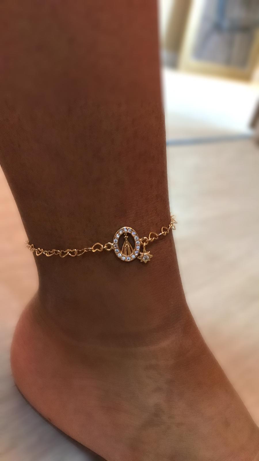 tornozeleira santa  com flor cristal