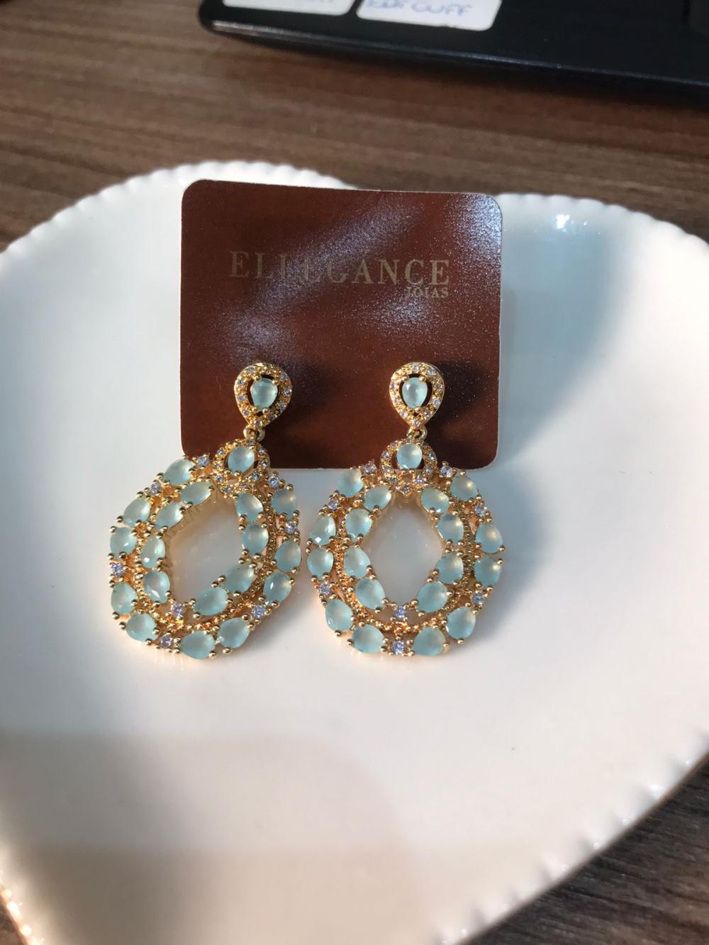 Brinco longo cravejadazul