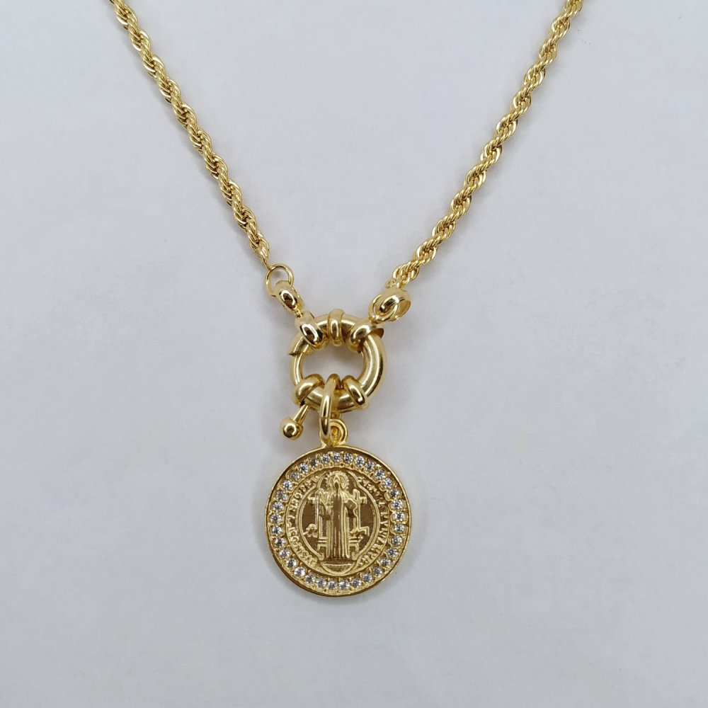colar cordão baiano medalha são bento